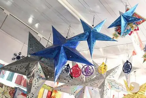 Модные Рождество орнамент 30 см Бумага пятиконечной звезды звезда абажур Рождество макет сцены Бумага Фонари Аксессуары