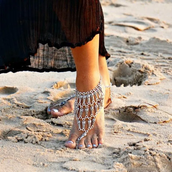 Индийский стиль модный пляжный женский ножной браслет Bracklet, дизайн Boho ножной браслет для женщин с подвеской в виде монеты