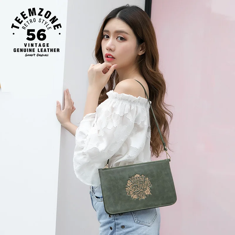

Multi-function Genuine Leather Vintage Envelope Bag Women Zipper Handbag Messenger Bag Cow Leather Clutch Wallet High QualtiyJ20