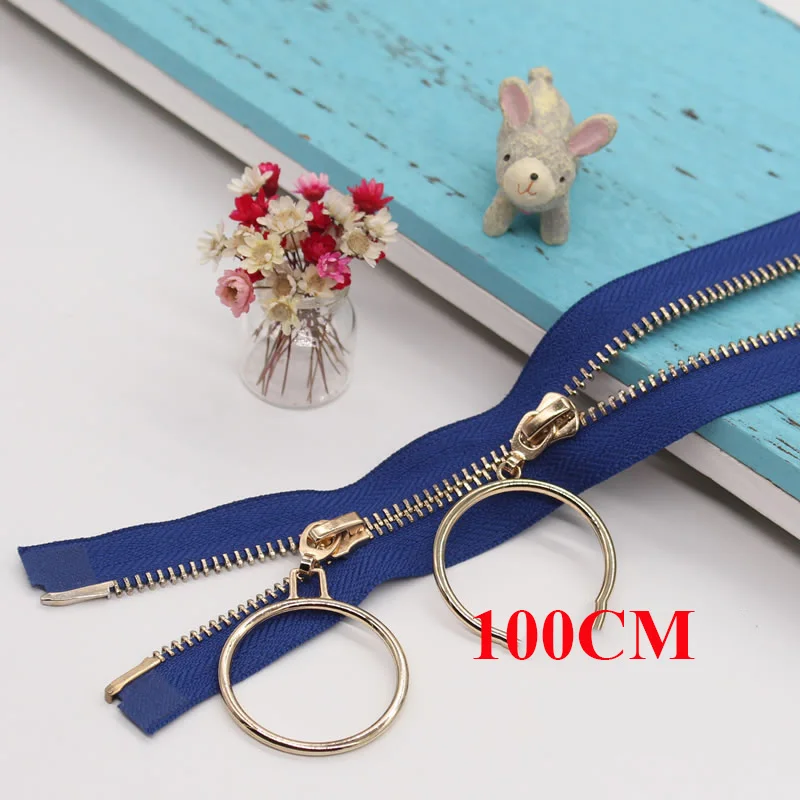 blue-2-100cm Meetee 5#85-120 см металлическая молния двойной ползунок с двойными способами Open-end хвост аксессуары для одежды Рюкзак Пальто DIY ремесла AP545 - Цвет: blue-2-100cm
