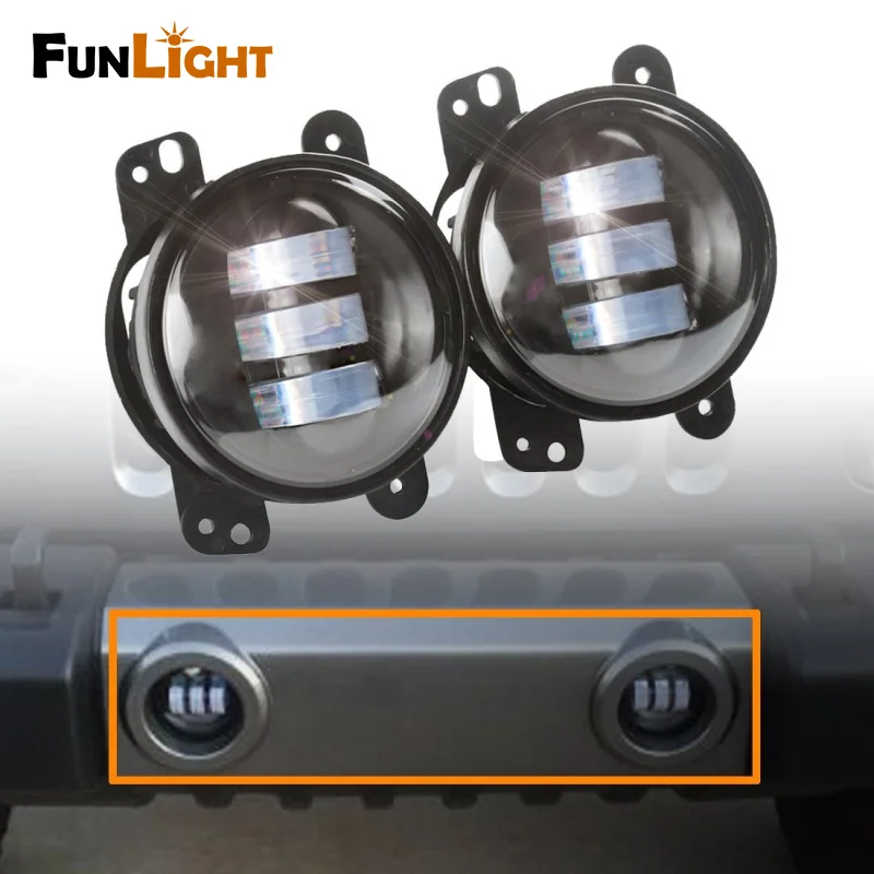 

2pcs 4 Inch 30w Led Fog Lamps Bulb Auto Led Headlight Driving Offroad Lamp for Jeep Wrangler Dodge Chrysler Front Bumper Lights