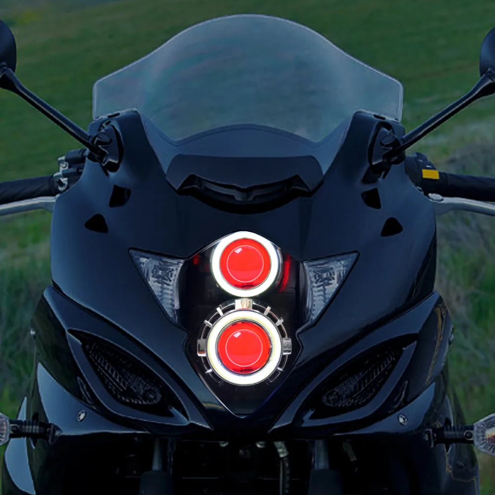 Передние фары KT для мотоцикла Suzuki GSX650F 2008-2009 HID Проектор Светодиодный(LED) Глаз ангела Белый Светодиодный(LED) Глаз демона Красный