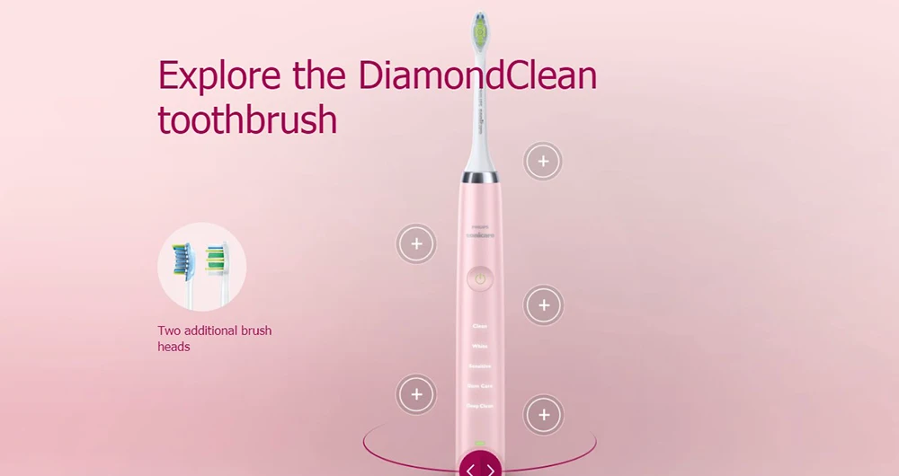 Philips Sonicare DiamondClean звуковая электрическая зубная щетка розового цвета с 5 режимами USB дорожное зарядное устройство для взрослых и детей HX9362/68