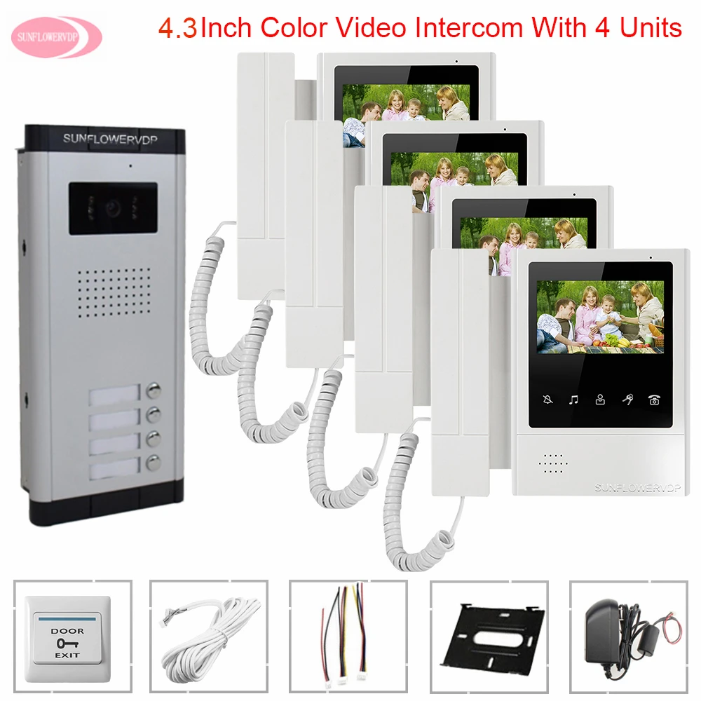 Video Call With Monitors for Door Video Intercom for a Private House Intercom 4.3 inche Home Intercom Video Surveillance System