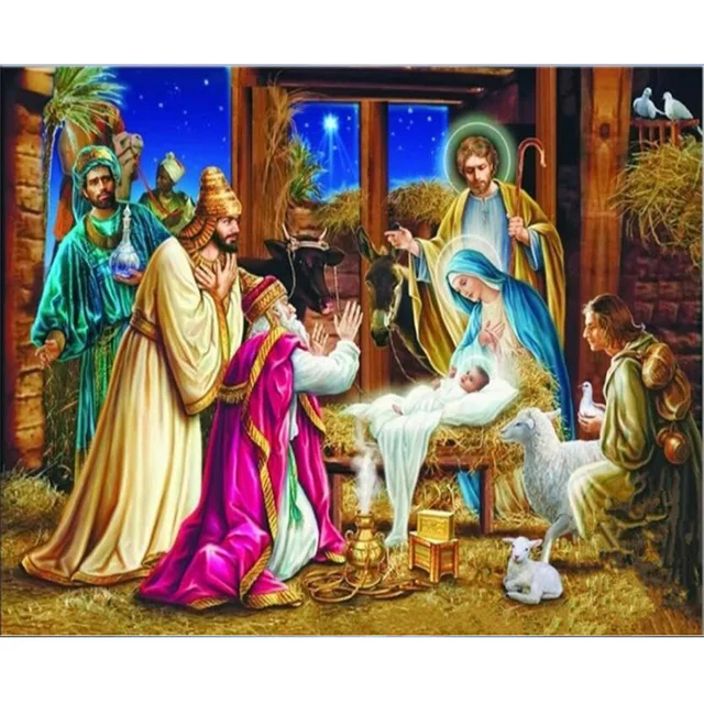 Full round square drill DIY Diamond Painting Cross Stitch Jesus Christ Birth Christmas 5D Diamond Embroidery