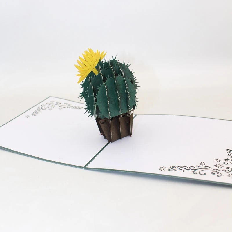  3D Laser Cut Handmade Plant Flowering Cactus Birthday Party Paper Invitation Greeting Cards Postcar - 33016243640
