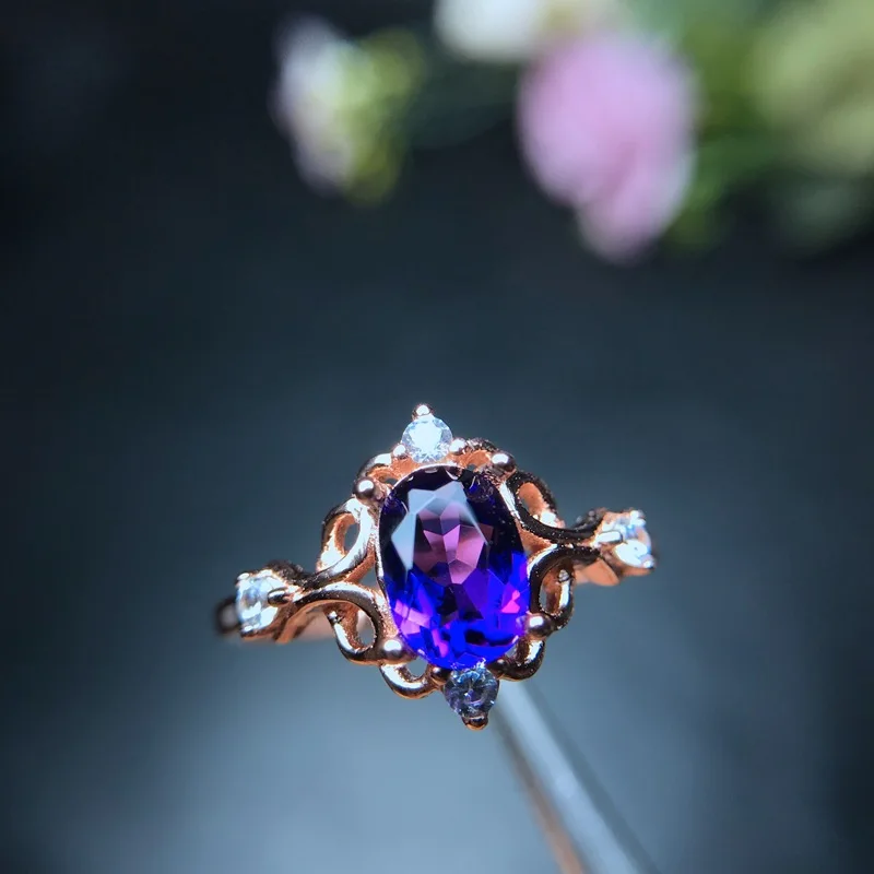 MeiBaPJ натуральный аметистовый драгоченный камень модное кольцо для женщин Настоящее 925 пробы серебро ювелирные украшения