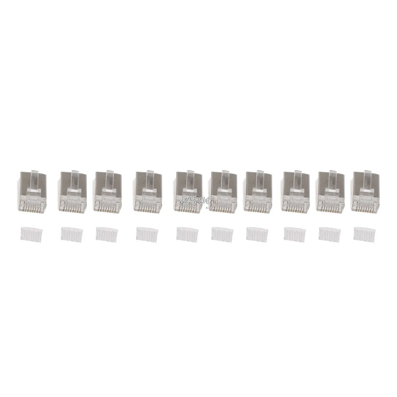 

10Pcs RJ45 Network Connector CAT6 Modular Plugs Shielded Version With Loading Bar JUN04 Dropshipping