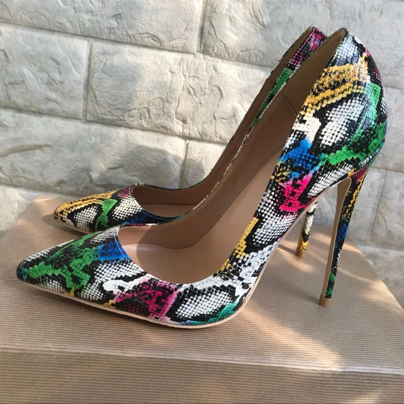 

2019 Fashion free shipping python snake Leather Poined Toe Stiletto Heel high heel shoe pump HIGH-HEELED SHOES dress shoe