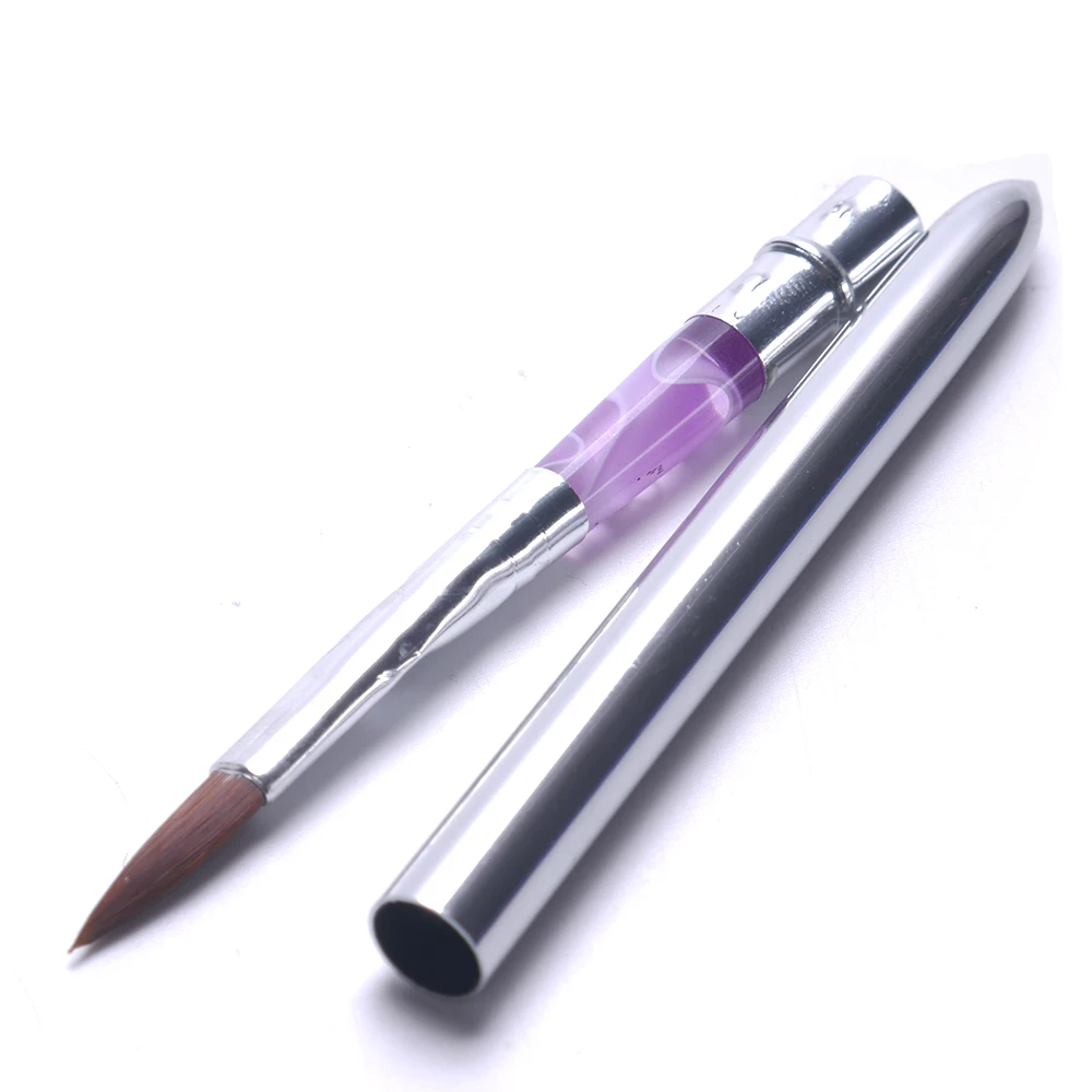 1 ПК акрил резьба кисть для дизайна ногтей съемная ручка Соболь кисть DIY Инструменты для маникюра кристалл