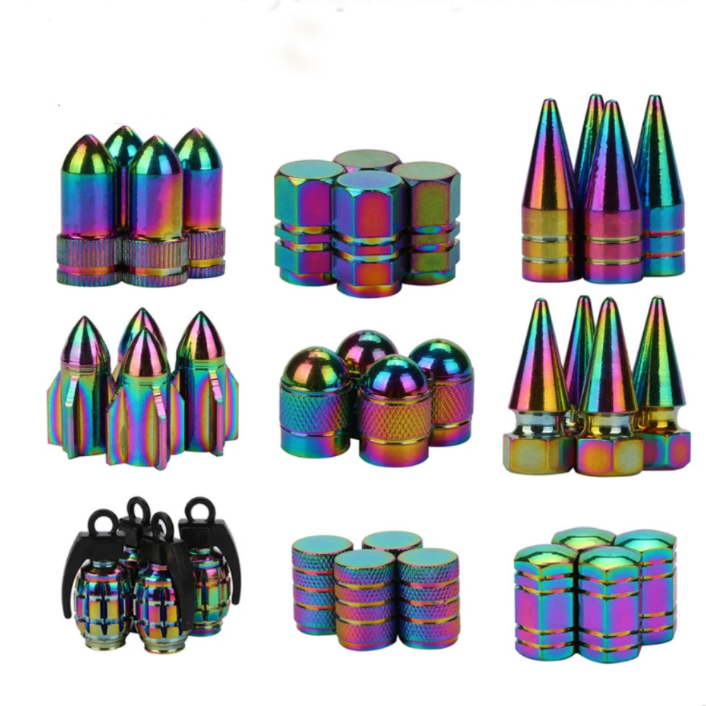 

4Pcs Car Tire Accessories Neon Lights Color Wheels Valve Caps Bullet Design for Chevrolet Ford Focus Hyundai Kia Peugeot Citroen