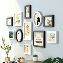 Современные Настенные подвесные рамки для фотографий с милым узором 11 шт. деревянные рамки для картин костюм диван-кровать Настенный декор гостиной фоторамка