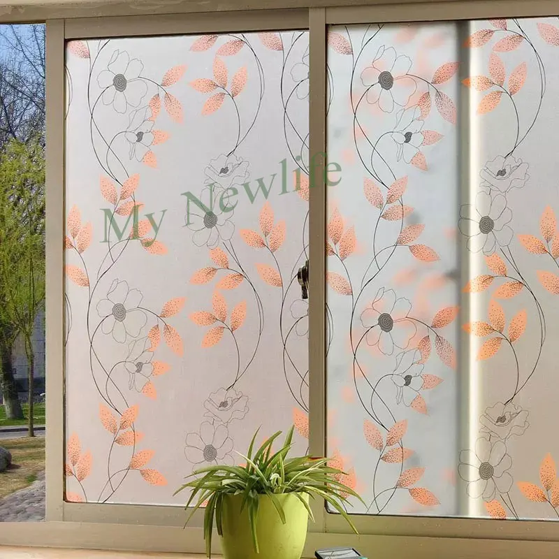 

Stained Window Film Glass stickers Autumn leaves Self-adhesive Decorative film bedroom sliding door Home Decor 45/60/90*500cm