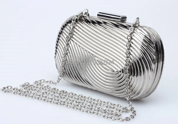 Роскошная лаконичная модная металлическая вечерняя мини-сумочка в полоску, клатч, сумка на плечо, кошелек, мешки для вечеринок, 3 цвета