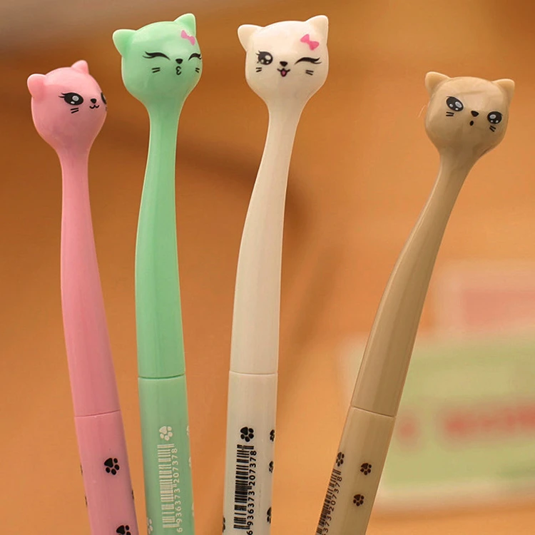 0.5mm Kawaii Plastic Ink Creative Gel Pen Cartoon Cat Neutral Pens For School Writing Office Supplies Pen Cute Korean Stationery
