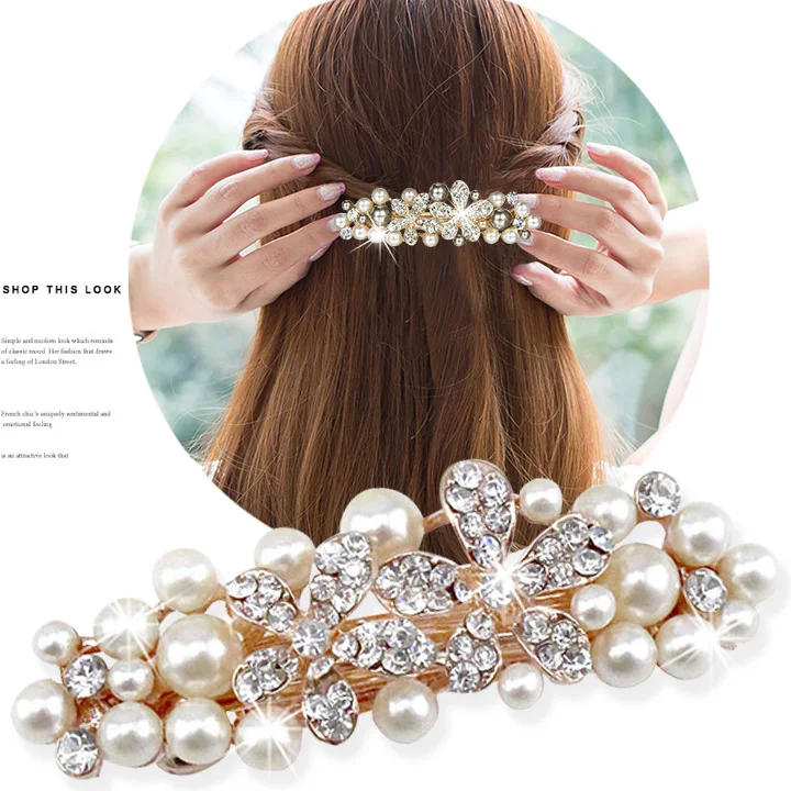Buy Elegant Pearl Barrettes Hair Ornaments Crystal