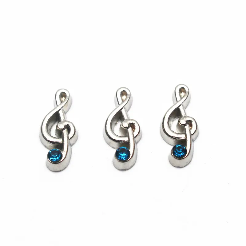 Hot Sale 20pcs/lot Note Blue Crystal Silver Floating Charms For Living Glass Lockets Necklace DIY Jewelry | Украшения и