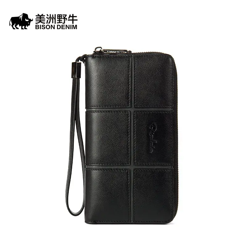 

2018 BISON DENIM Men Leather Large Capacity Clutch Bag New Business Handbag High Quality Men's Purse Wallet Free Ship