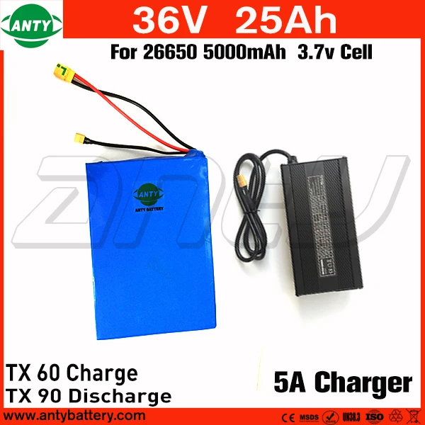 

Scooter Battery 36v 25Ah 1400w High Capacity for 5A Cells with 42v 5A Charger Built in 50A BMS Lithium Battery 36v Free Shipping