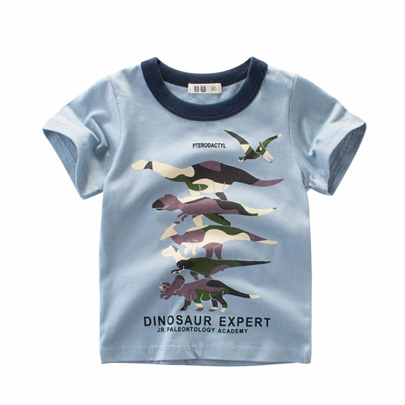 Г. Новые футболки с изображением динозавра, летний топ с круглым вырезом, хлопок, одежда для мальчиков детская футболка Летняя одежда для подростков с рисунком