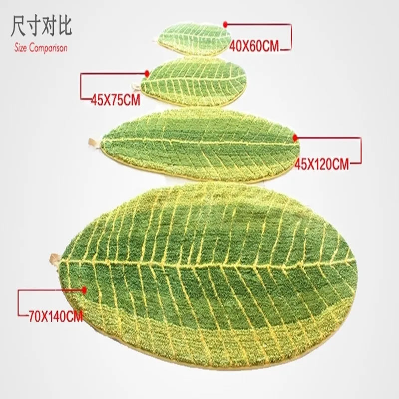 Green leaf 40x60 см 45x75 см 45x120cmмультфильм зеленые листья моющийся толстый ковер коврики с ворсом коврик для ванной комнаты гостиная кровать коврик - Цвет: Green leaf