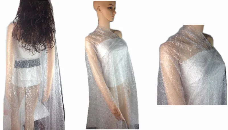 Серебряная Свадебная сетчатая ткань, кружевная ткань, ширина: 150 см, декоративная сетка, тюль, ткань для платья, сделай сам, швейная Лоскутная Ткань