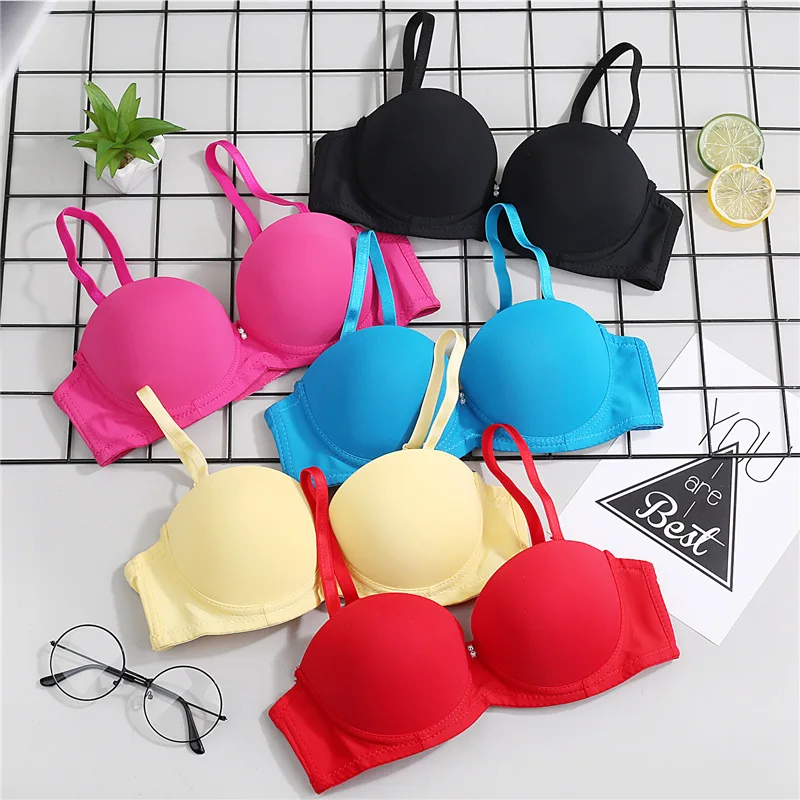 Половина чашки толщиной Paded Push Up Bra бесшовное белье для маленькой груди студент нарядное платье для девочки бюстгальтер поддержки груди