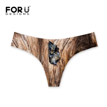 

FORUDESIGNS G-string Women Sexy Open Croton Underwear 3D Animal Comfortable Panties for Ladies Female Low Waist Intimate Panty
