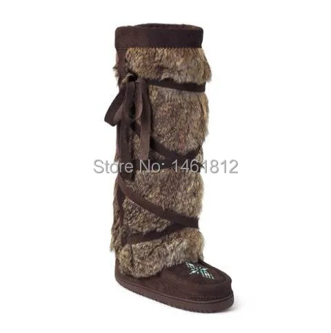 Rabbit Fur Winter Snow Boots|fur carpet 