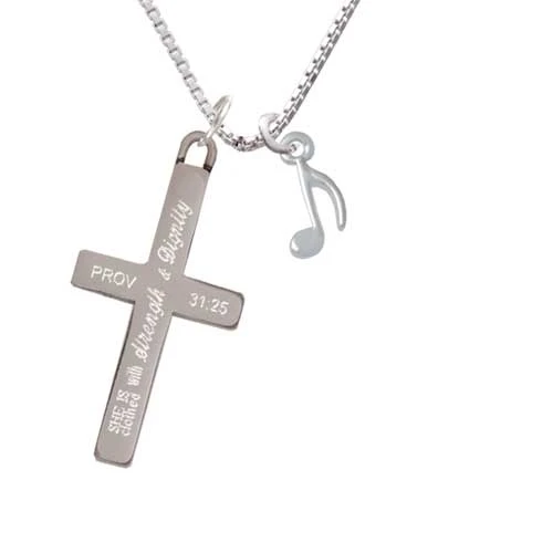 Mini Eighth Note - Strength and Dignity - Cross Necklace (1)