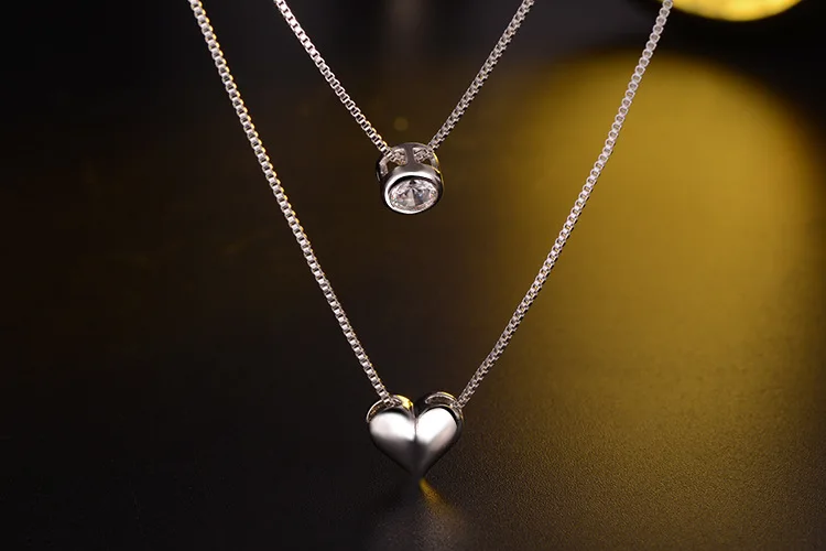 925 пробы Серебряное сердце дизайн блестящий циркон кулон ожерелья для женщин ювелирные изделия подарок Новинка Лидер продаж ожерелья