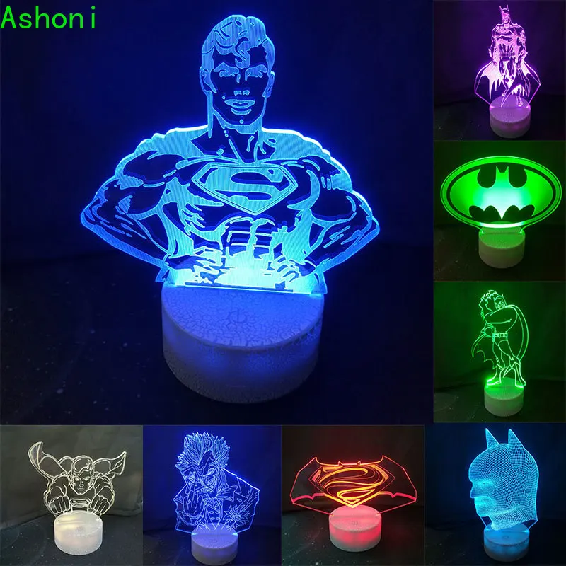 

Christmas Kids Gift Batman Superman Cartoon Figure 3D Table Lamp LED Touch 7 Color Changing Baby Night Light Home Decor