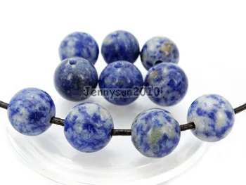 

Natural 10mm Blue Spot Gems Stone (2mm) Big Hole Round Beads for Jewelry Making Crafts 100Pcs/Pack
