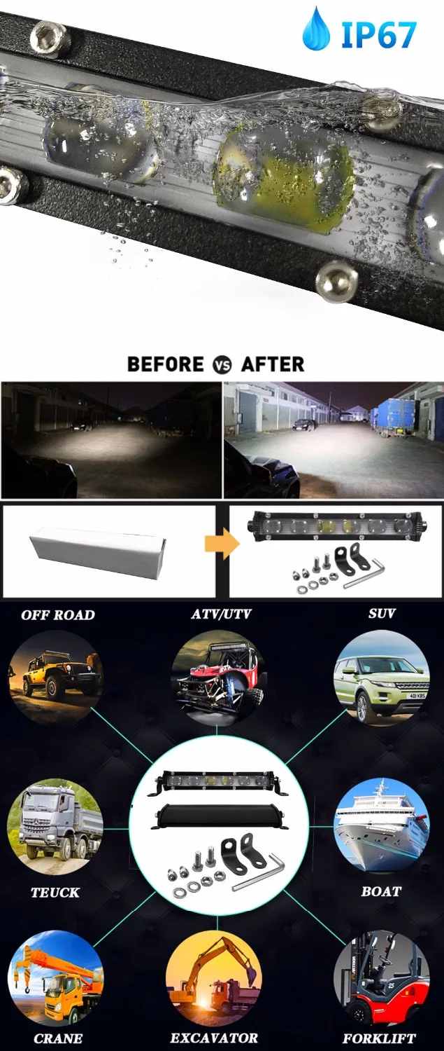 2pcs 7" 6D 18W LED LIGHT BAR 12V 24V worklight spot beam headlights for Offroad auto boat 4x4 SUV UAZ ATV rampe car driving lamp