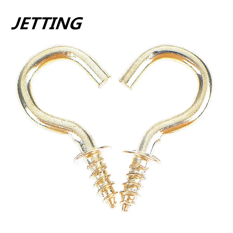 

20pcs/Set Hardware Hooks 1/2 Inches Brass Plated Cup Hooks Shouldered Screw Hanging Hat Coat Peg Hanger Home Office