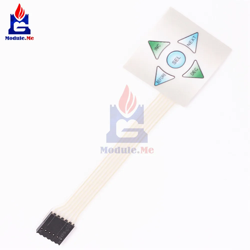 

NEW 1x5 Matrix Array 5Key Membrane Switch Keypad Keyboard 1*5 Keys Control Panel Plate 40*40mm for Aduino