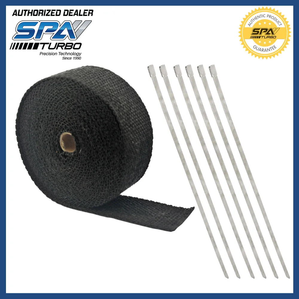 

10M 2" 2 inch 2mm thick Black Exhaust +6SS ties Heat Wrap Downpipe Engine Bay Exhaust Shields Motorcycle Exhaust Pipe Wrap