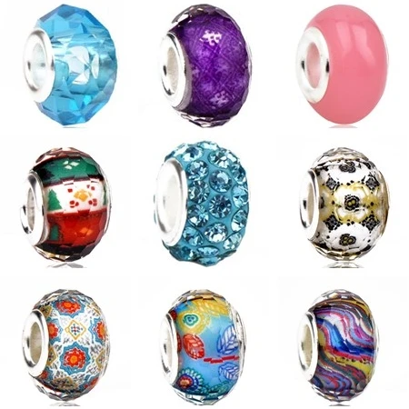 

Btuamb New Fashion Crystal Flower Tree Leaves Charms Beads Fit Pandora Bracelets & Bangles For Women Party Making Bijoux Jewelry