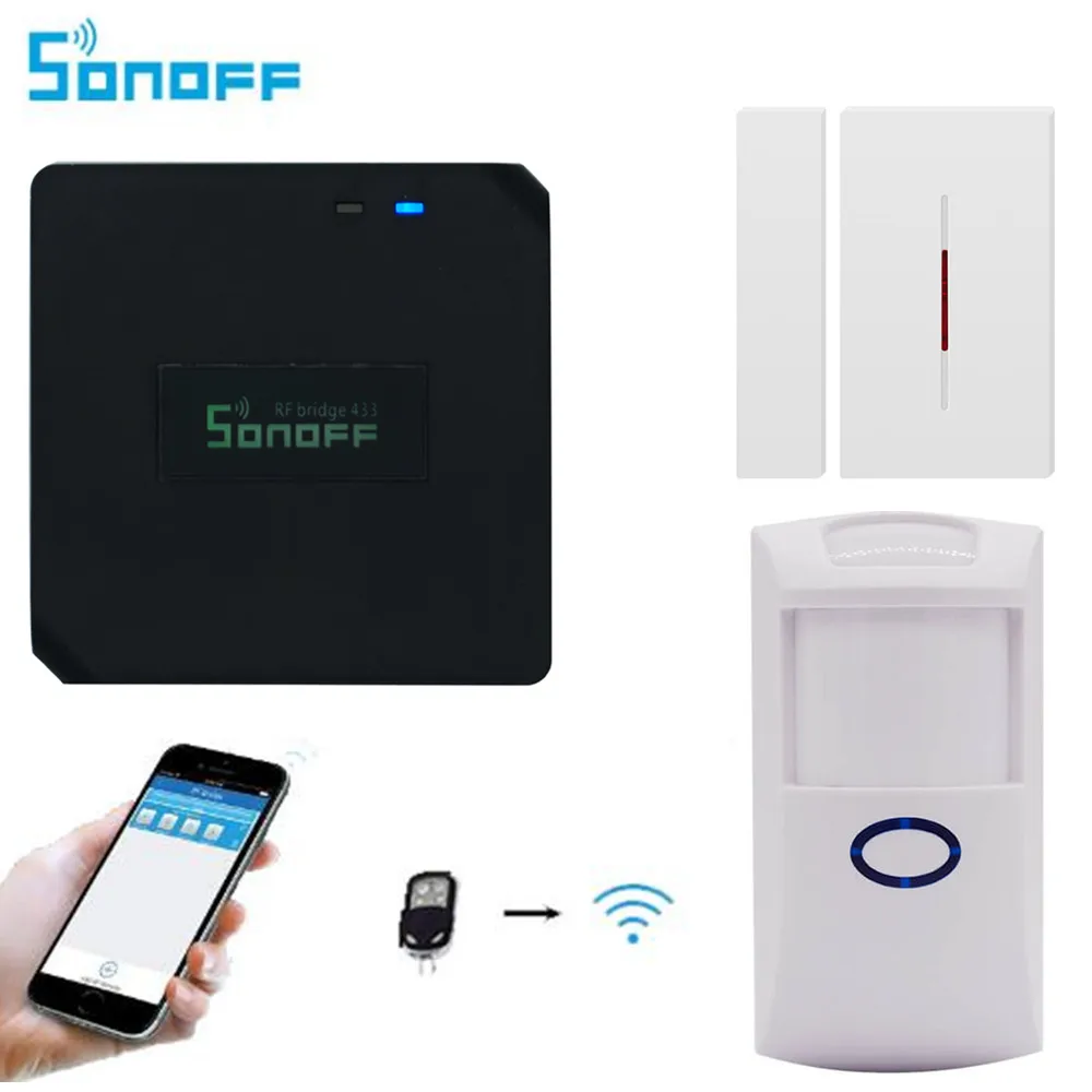 Sonoff RF Bridge 433+PIR2 Sensor+ DW1 Door & Window Alarm Sensor Smart