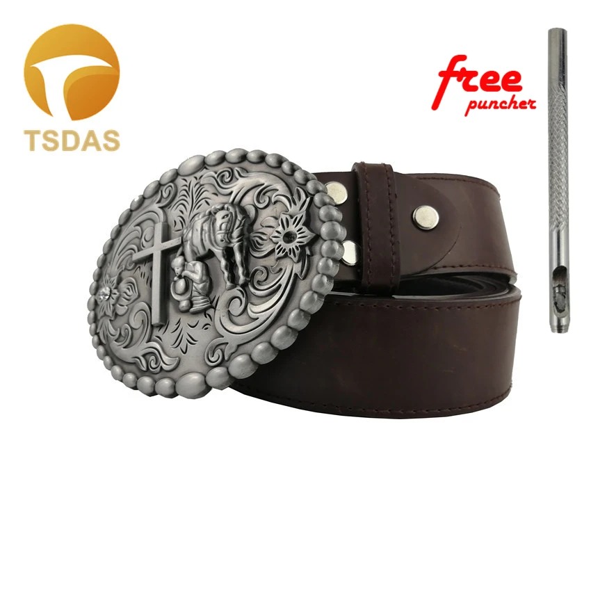 

Cowboy Beautiful Men's Belt Buckle With Gemstone 109*87mm Fashion Oval Belt Buckle 1pc Free Shipping