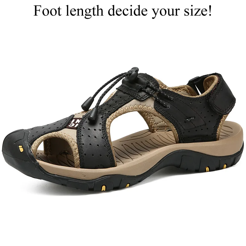 Sanzoog/мужские сандалии; уличная летняя модная дышащая удобная обувь для пляжа; обувь с закрытым носком для походов; размер 46 - Цвет: Black(belt)