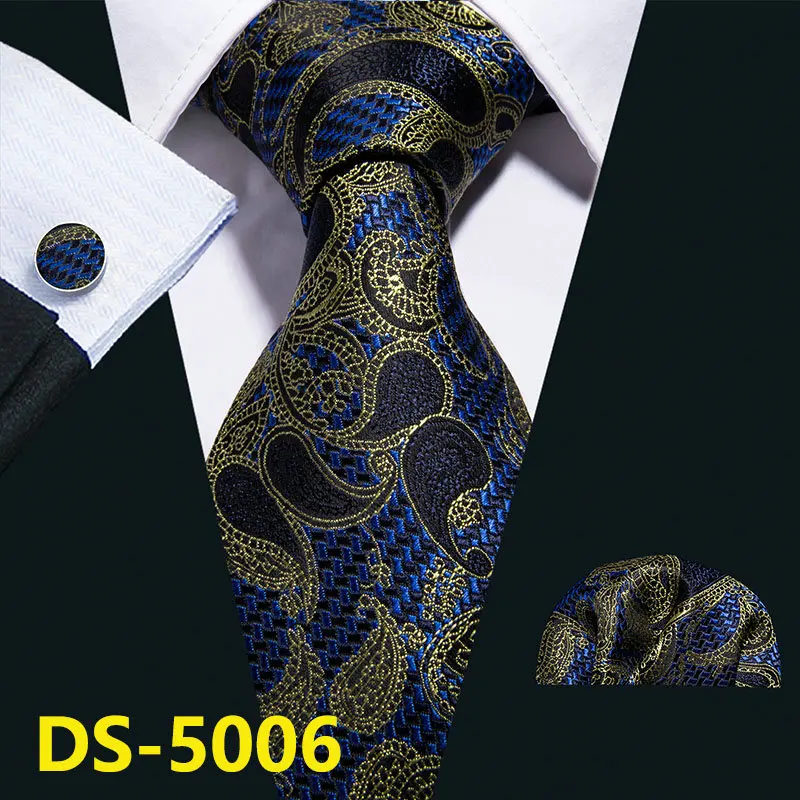 DS-5006 Мужской галстук, золотой, темно-синий, в полоску, шелк, галстук Barry. Wang, 3,4 дюймов, жаккардовые, вечерние, свадебные, тканые, модные, дизайнерские, галстук для мужчин, DS-5032 - Цвет: DS-5006