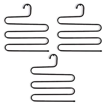 

3PCS 5-Layer S-Type Multifunction Metal Non-Slip Trousers Pants Skirts Jeans Scarf Rack Hanger Organizer for Cabinet Closet Wa