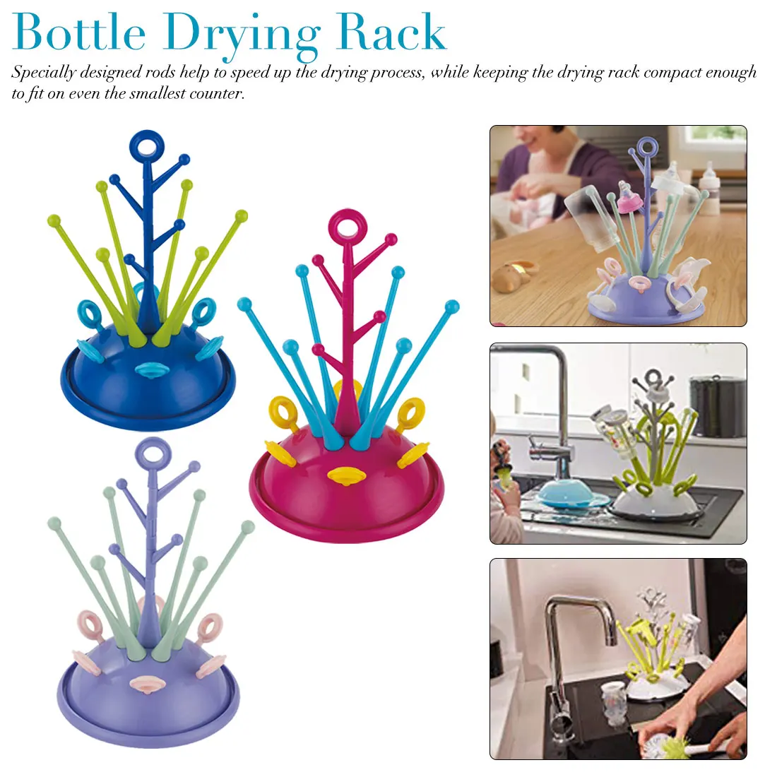 

Baby Bottle Drying Rack Pacifier Nipple Drier Cute Tree Shape Cups Holders Infant Feeding Shelf Detachable Easy Clean