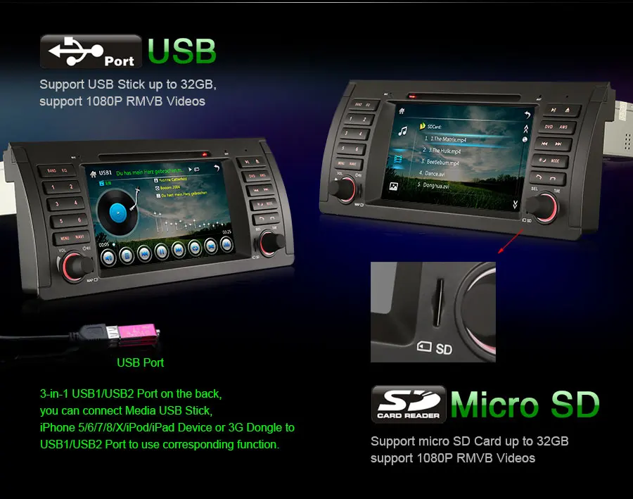 Top Erisin ES739B 7" 2 din Car DVD 3G GPS RDS Bluetooth DVD iPhone SWC USB DVR-IN for BMW 5er E39 E53 M5 X5 16 Top Erisin ES739B 7" 2 din Car DVD 3G GPS RDS Bluetooth DVD iPhone SWC USB DVR-IN for BMW 5er E39 E53 M5 X5 16