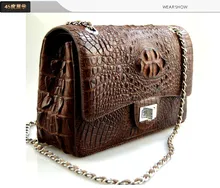 100% genuine crocodile skin leather women handbag shoulder bag, 2016 fashion alligator skin women cross body tote bag
