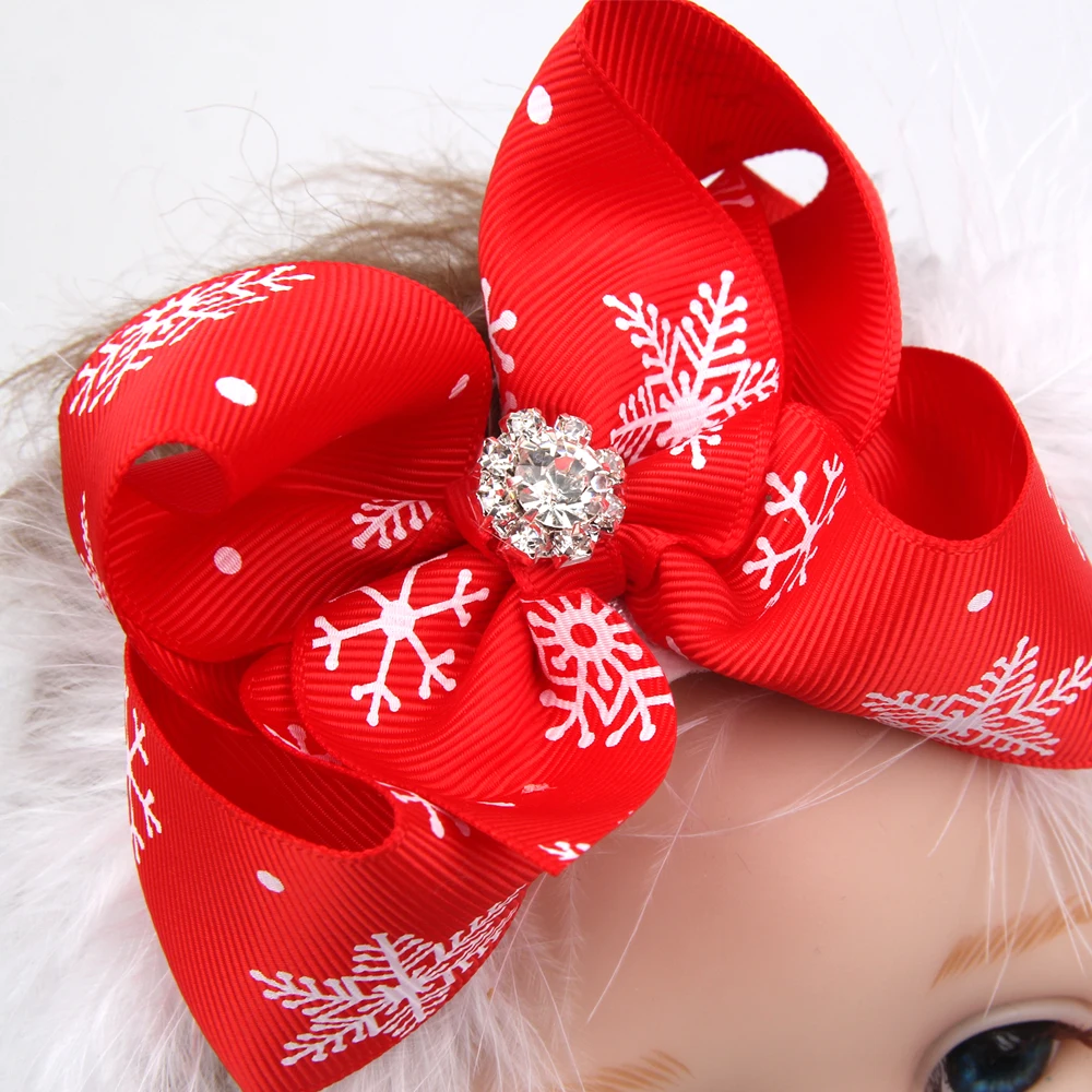 Популярная Милая Рождественская Детская повязка на голову с бантом и перьями, повязка на голову для рождественской фотосъемки, горячая новинка