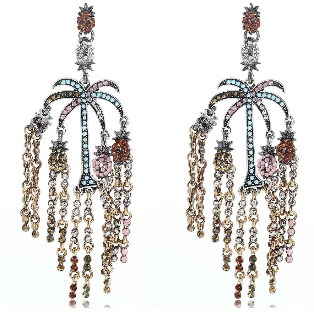 

YaYi Multi-Color Glass White Rhinestone Beads Dangle Earring Women's Fashion Ancient Silver/Gold Gem Earrings For Women E1126