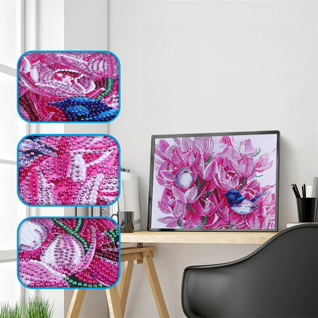 

Special Shaped Diamond Embroidery Bird on The Flowers Scenery Diamond Painting Pictures of Rhinestones Diamond Cross Stitch