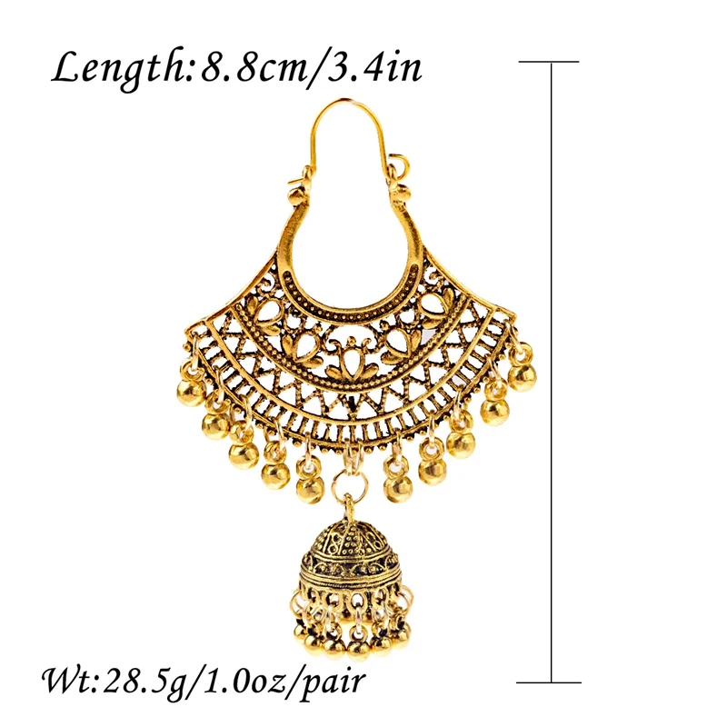 Женские винтажные золотистые серьги Jhumka Jhumki индийские ювелирные украшения в